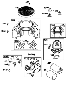 Part Location Diagram of 595065 Briggs and Stratton Housing-blower